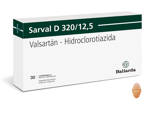 Sarval D_320-12,5_40.png Sarval D Hidroclorotiazida Valsartán Antihipertensivo bloqueante cálcico diurético Hidroclorotiazida Hipertensión arterial Sarval D tensión arterial Valsartán vasodilatación